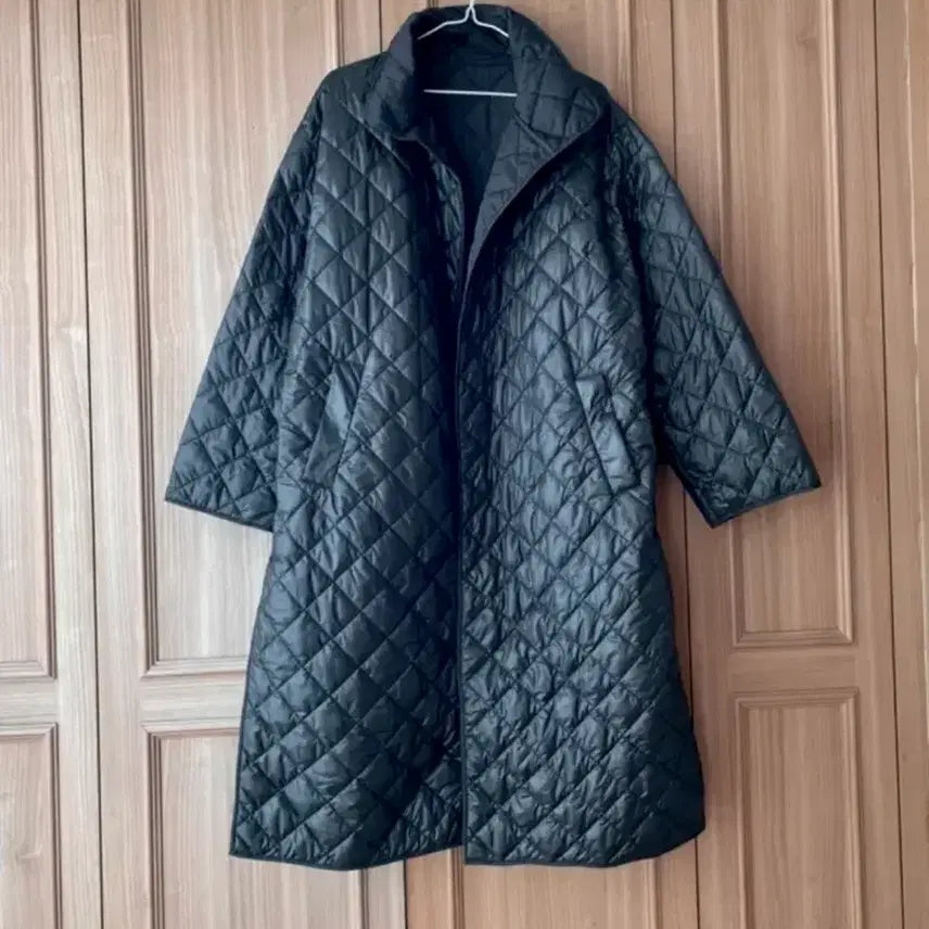 [BUNJANG] Mombbe Black Long Padded Coat / MOMBBE 몸빼 퀄팅 블랙 얇은 롱 점퍼코트 여자 mombbe