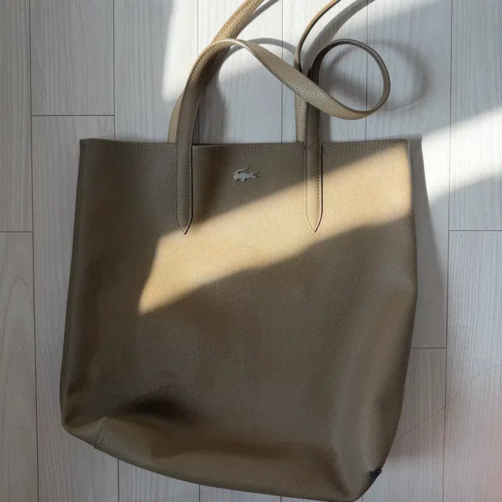 [BUNJANG] Lacoste Beige Shopper Tote Bag / 라코스테 베이지 쇼퍼백 토트백