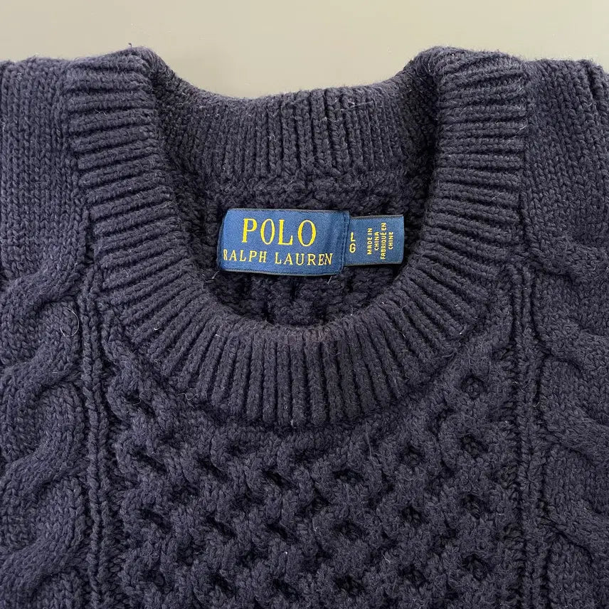 [BUNJANG] Polo Ralph Lauren Cable Knit Cotton Sweater / [L] 폴로 랄프로렌 꽈배기 코튼 니트