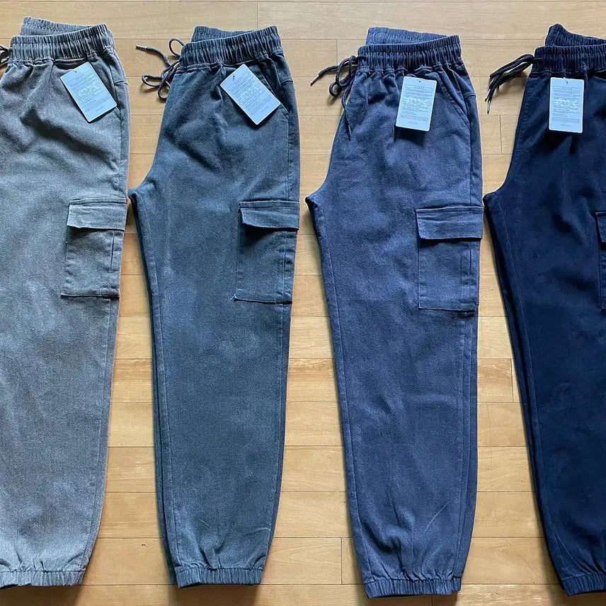 [BUNJANG] Unbranded Washed Cotton Strap Banding Jogger Pants / <봄신상품> 봄가을용 워싱면 스트랩밴딩 무지조거팬츠