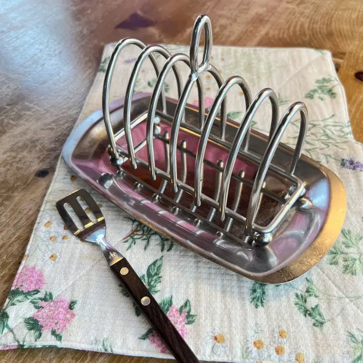 [BUNJANG] Vintage British Mid-Century Stainless Steel Toast Rack &amp; Tray Set / 영국 빈티지 미드센츄리 토스트렉&amp;트레이