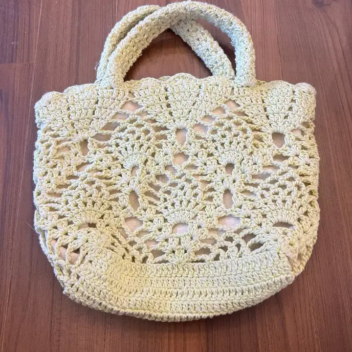 [BUNJANG] Handmade Crochet Ivory Tote Bag / 크로셰 뜨개 가방 아이보리 bag handbag shopping bag