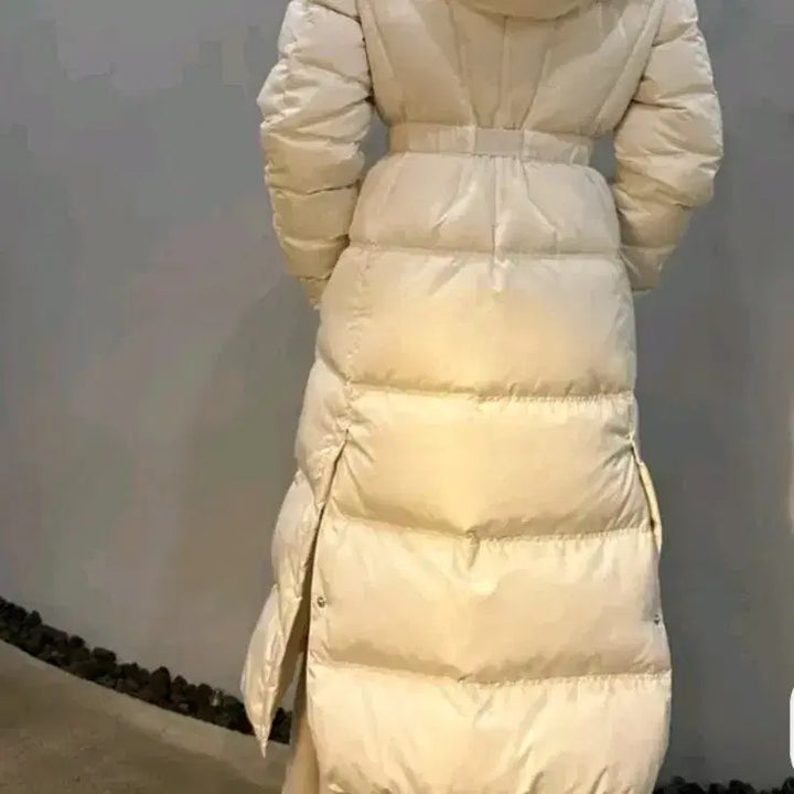 [SOLD OUT] 택 새상품) 더블제이 폭스퍼 덕다운 롱패딩 아이보리