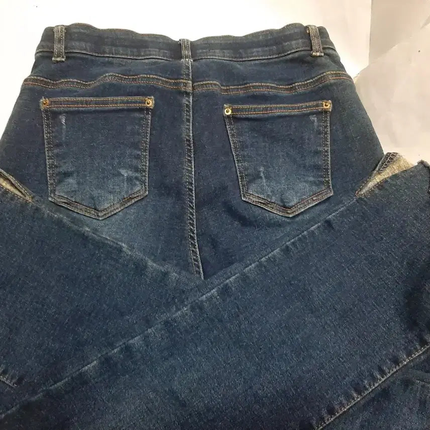 [BUNJANG] Distressed Wash Denim Stretch Long Jeans / 데미지 워싱 데님 스판 긴 청바지