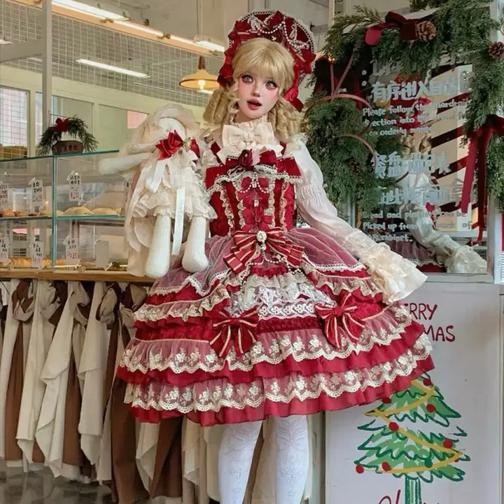 [SOLD OUT] 레드 로리타 드레스 중샵 풀세트 팝니다 코스프레 로리타