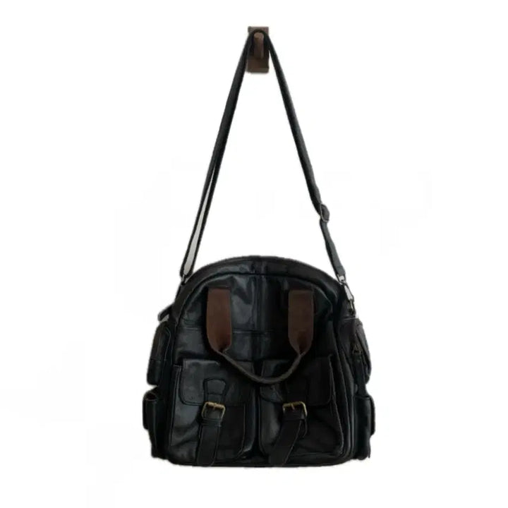 [BUNJANG] Vintage Real Leather Crossbody Bag / [빈티지] 가죽 리얼레더 가방 (크로스백 끈탈부착)