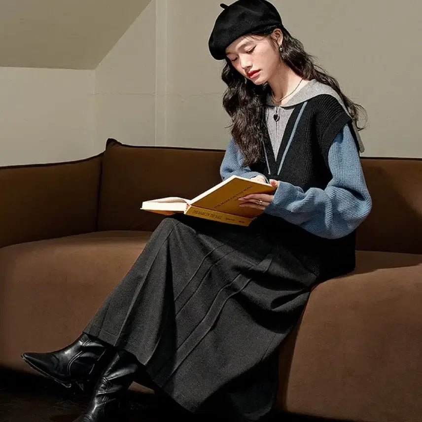 [BUNJANG] kuose Color Block Knit Sweater / [kuose] 새상품 쿠오세 배색 니트