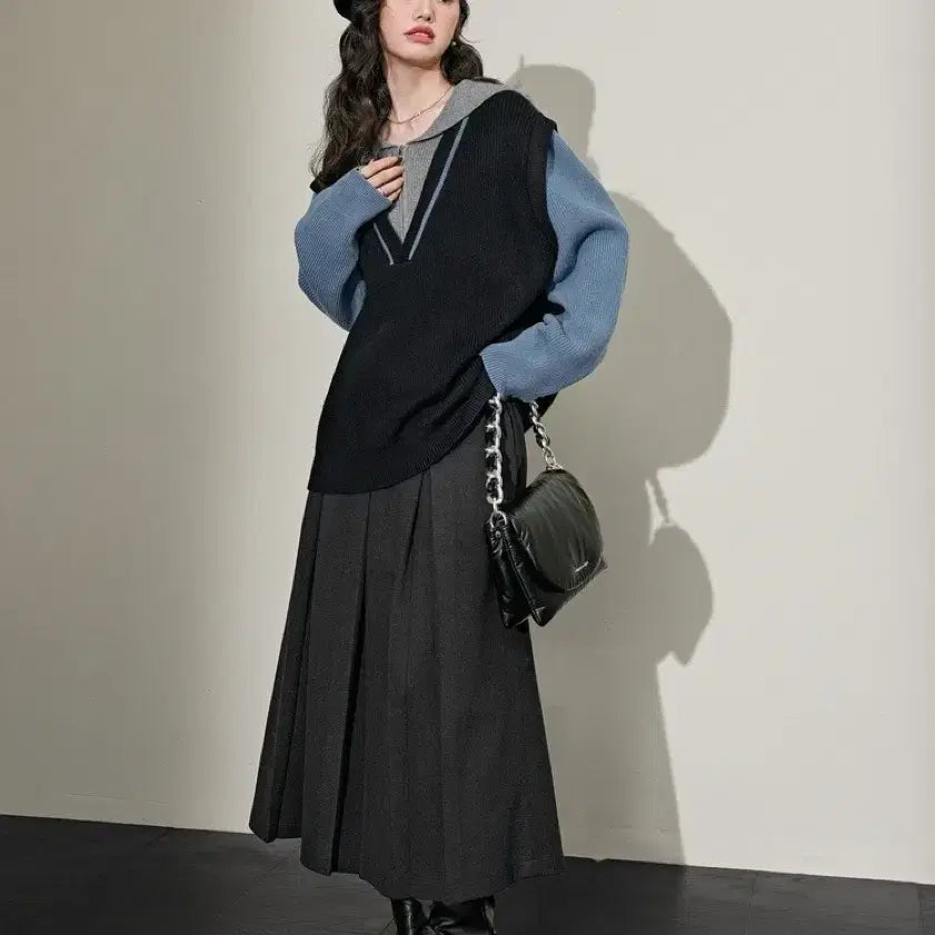 [BUNJANG] kuose Color Block Knit Sweater / [kuose] 새상품 쿠오세 배색 니트