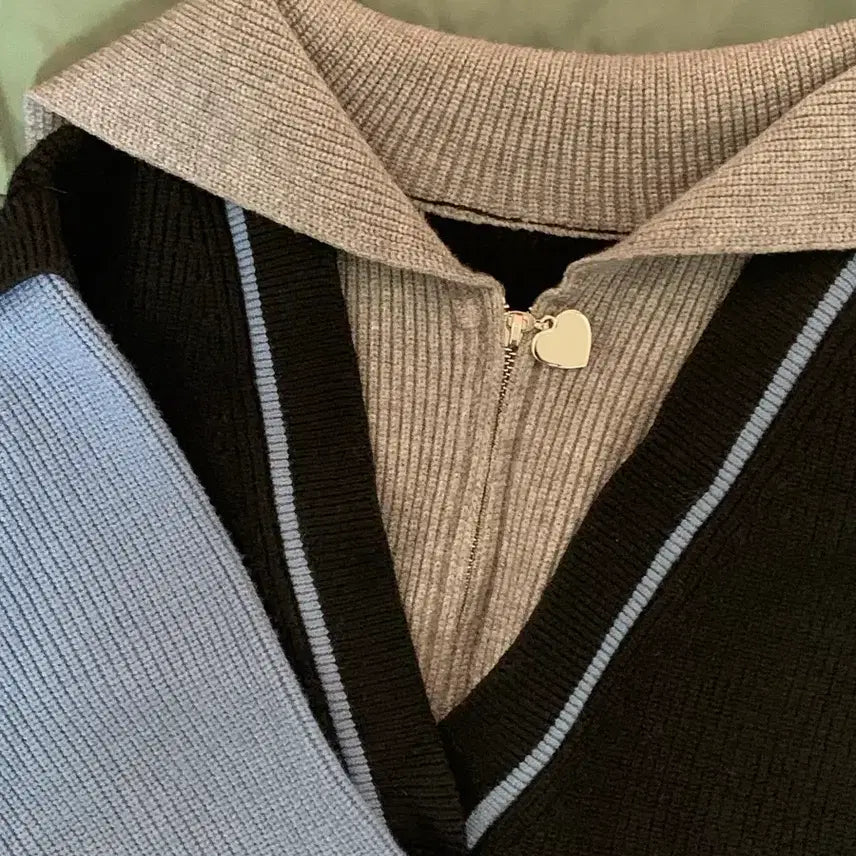 [BUNJANG] kuose Color Block Knit Sweater / [kuose] 새상품 쿠오세 배색 니트