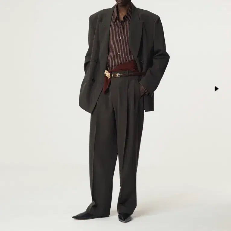 [BUNJANG] RECTO Stylene Double Breasted Jacket Charcoal / RECTO 스티렌 더블 브레스티드 자켓 차콜