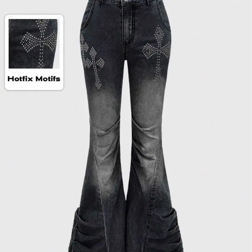 [BUNJANG] Crossstone Black Bootcut Denim Pants / 현물)크로스스톤 블랙 부츠컷 데님 팬츠쉬인에이블리지뢰계펑크무신사