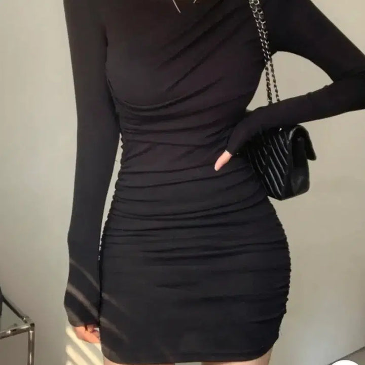 [BUNJANG] Black Shirred Mini Dress / 셔링 미니원피스 1회착용