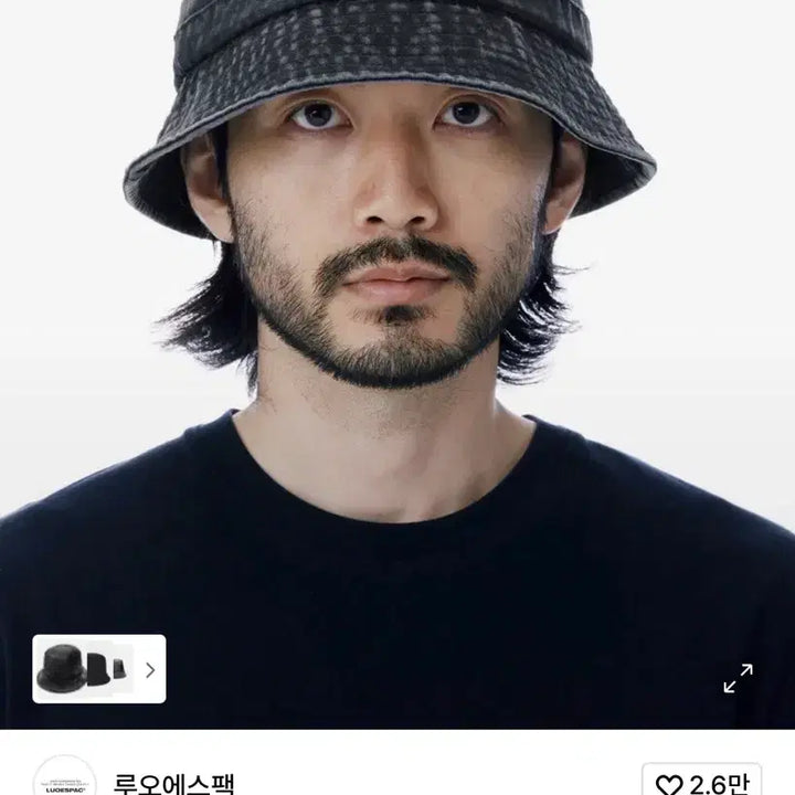 [BUNJANG] Luo S Pack Oversized Black Washed Bucket Hat / 루오에스팩 오버핏 워싱 라인 블랙 버킷햇