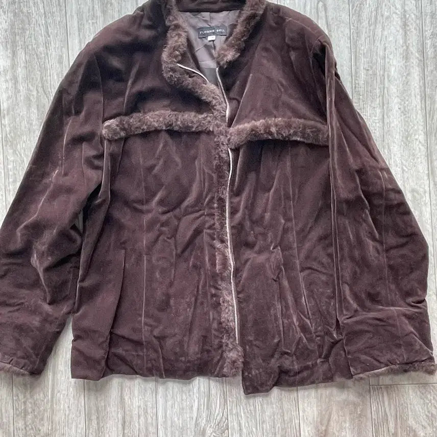 [BUNJANG] Vintage Velvet Fur Jacket Brown / 빈티지 벨벳 퍼 자켓 브라운