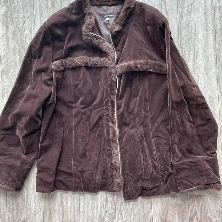 [BUNJANG] Vintage Velvet Fur Jacket Brown / 빈티지 벨벳 퍼 자켓 브라운