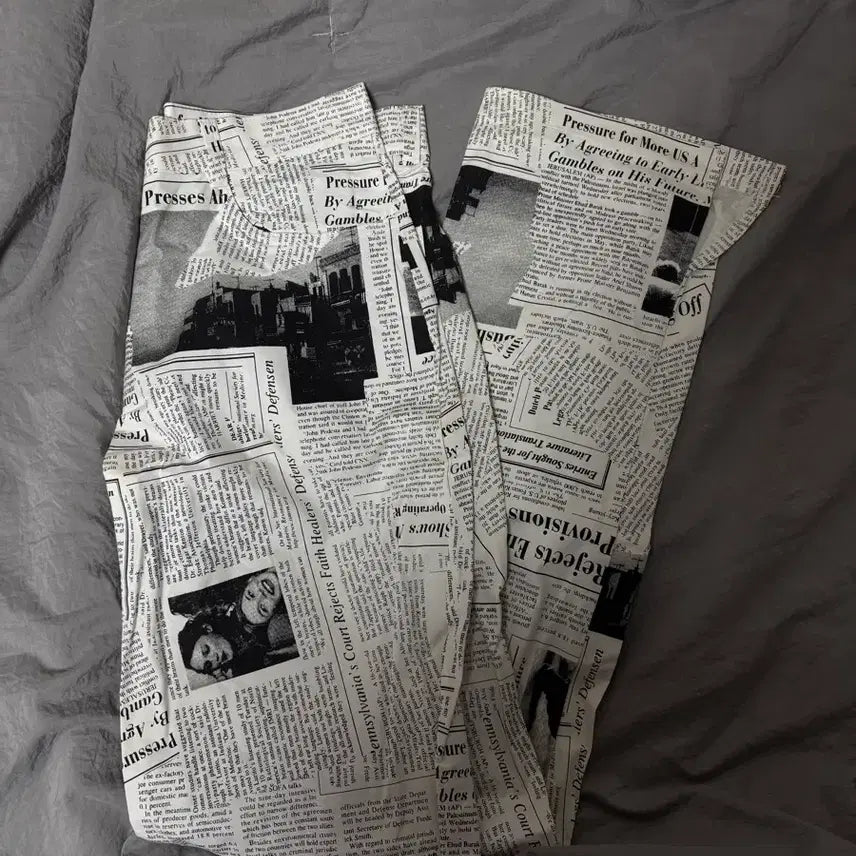 [BUNJANG] Printed Pattern Pants / 신문 프린팅 패턴 바지 팬츠