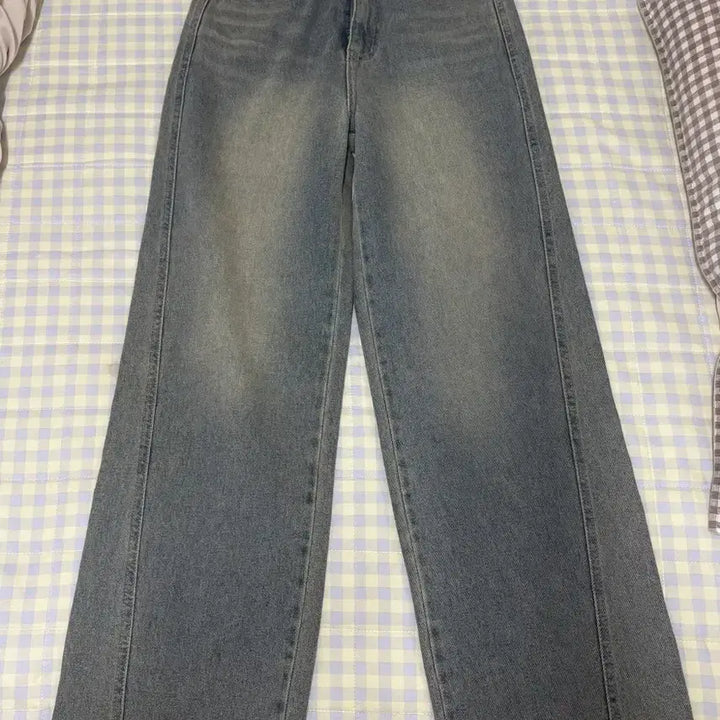 [BUNJANG] S Washed Denim Wide Pants / 새상품 S 워싱 데님 와이드 팬츠