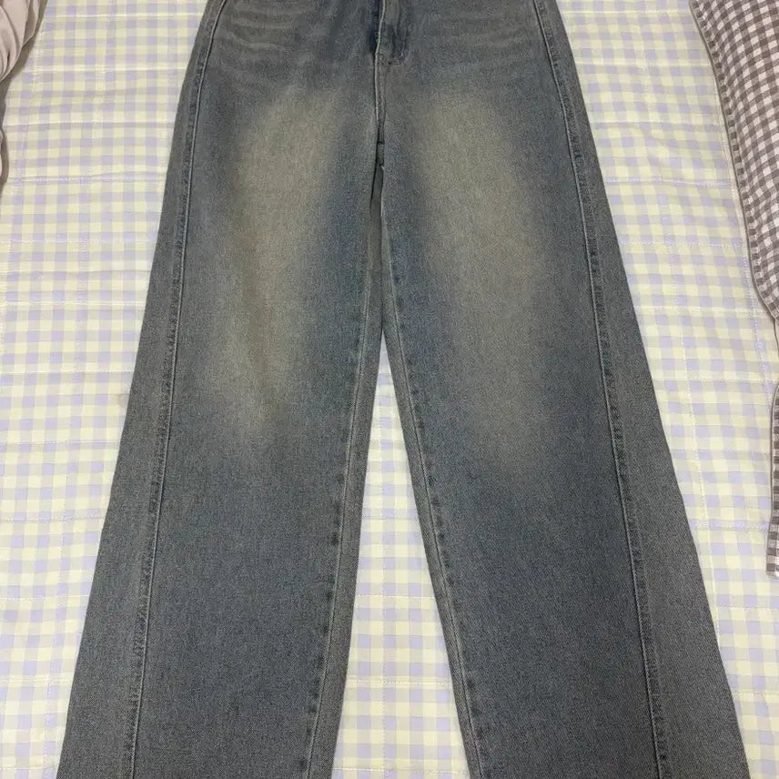 [BUNJANG] S Washed Denim Wide Pants / 새상품 S 워싱 데님 와이드 팬츠
