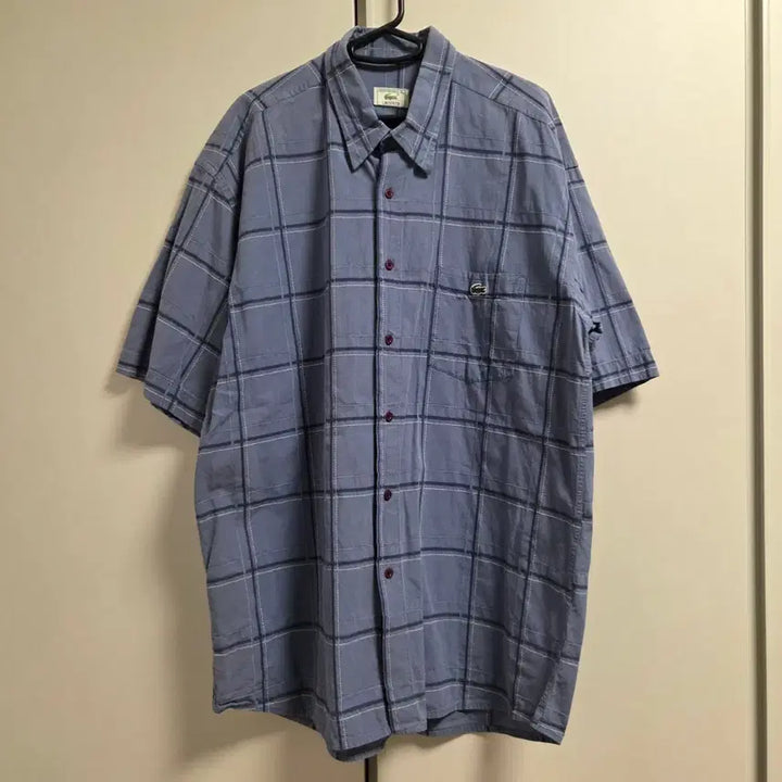 [BUNJANG] French Made Lacoste Plaid Short Sleeve Shirt 2XL / 프랑스제 Lacoste 반팔 체크 셔츠 2XL(110)