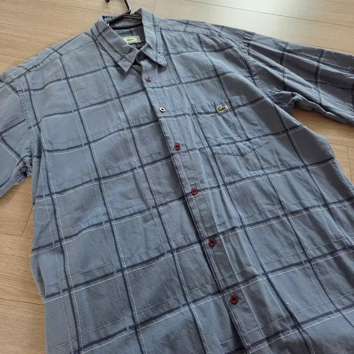 [BUNJANG] French Made Lacoste Plaid Short Sleeve Shirt 2XL / 프랑스제 Lacoste 반팔 체크 셔츠 2XL(110)
