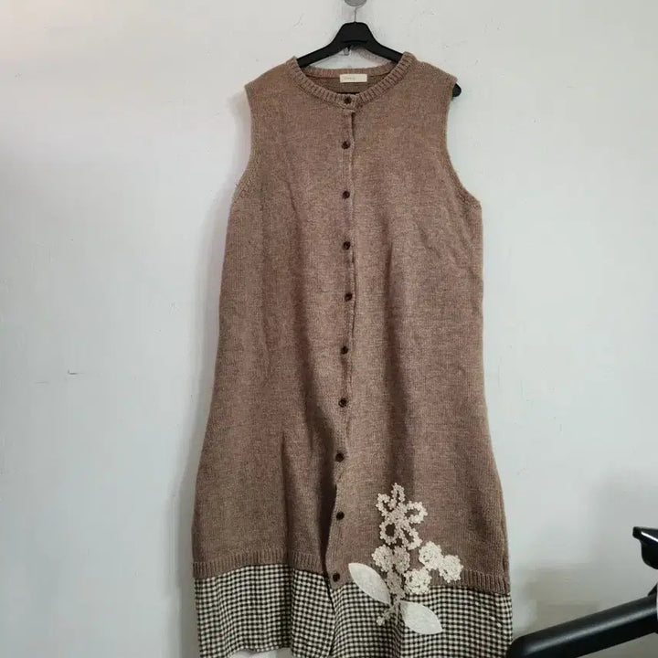 [BUNJANG] Vintage Brown Knit Long Vest / 빈티지브라운 니트 롱 조끼