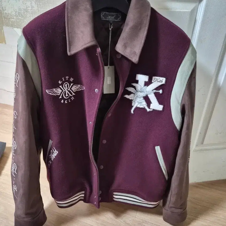 [BUNJANG] Kith Varsity Jacket / Kith 키스 버건디 바시티 자켓