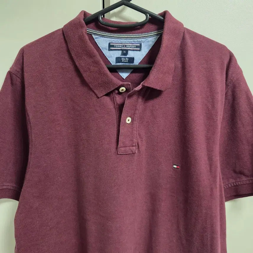 [BUNJANG] Tommy Hilfiger Burgundy Short Sleeve T-Shirt L / Tommy Hilfiger 타미힐피거 반팔 티셔츠 L(100)