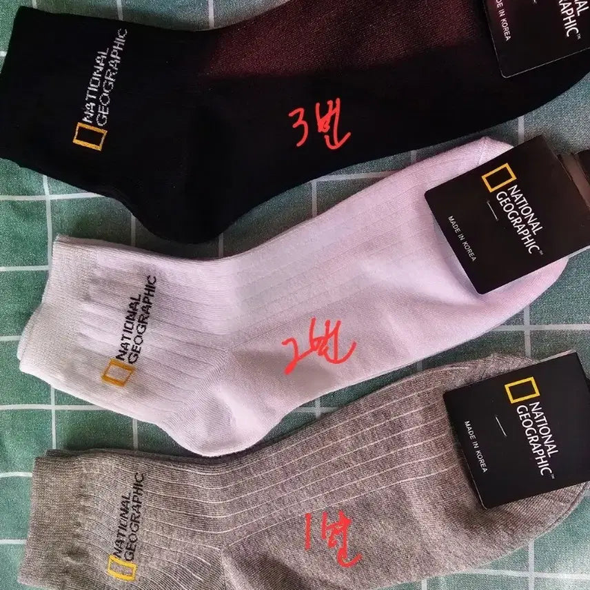 [BUNJANG] National Geographic Unisex Cotton Socks (10 Pairs) / 내셔널지오그래픽 남,여양말 10켤레
