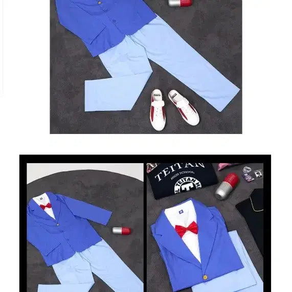 [BUNJANG] DanGGoma Detective Conan Long Sleeve Pajamas Set / 명탐정코난 코스프레 댄꼼마 내이름은코난이죠 긴팔 잠옷 s 와디즈