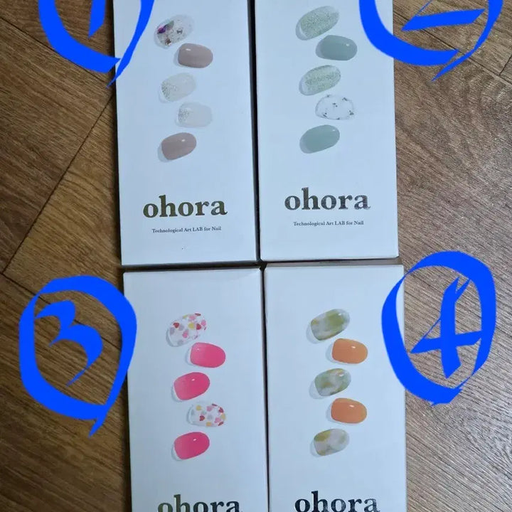 [BUNJANG] Ohora Gel Nail Stickers Bundle Set / 오호라 젤 네일 스티커 4종 일괄