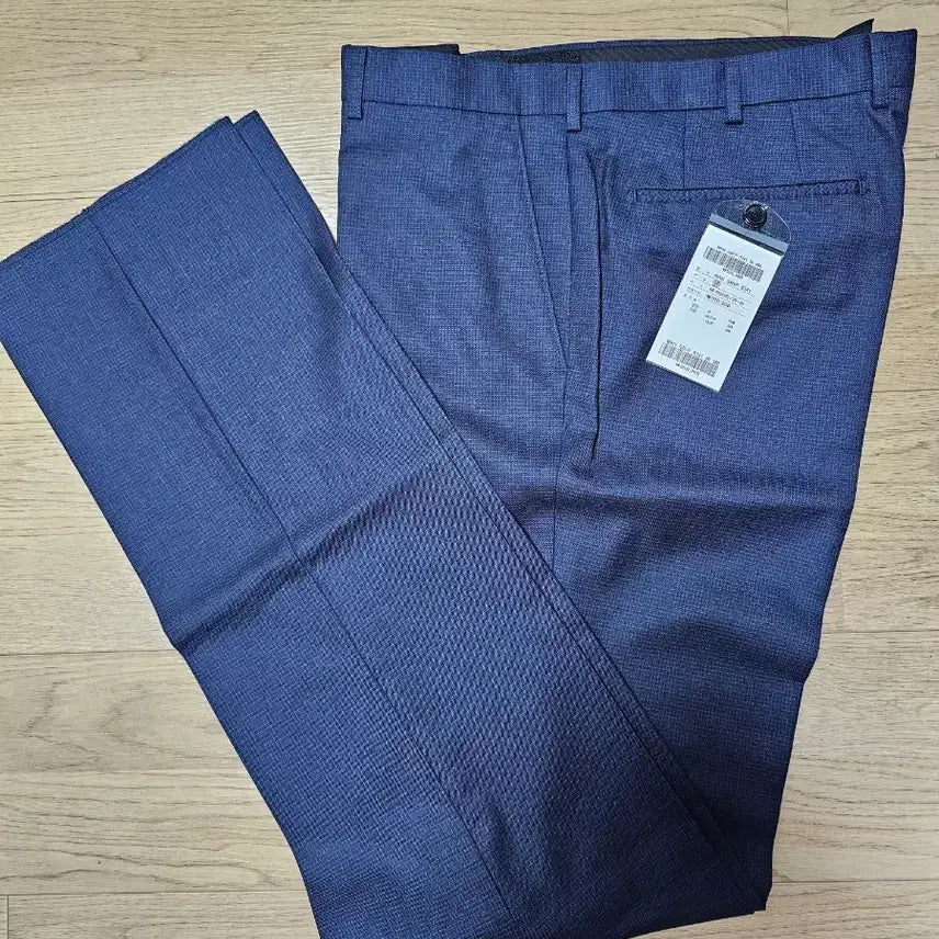 [BUNJANG] GoldenTex Pure Wool Check Navy Trousers / 남성 정장 바지 순모 체크네이비 88 춘추복 새상품