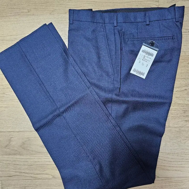 [BUNJANG] GoldenTex Pure Wool Check Navy Trousers / 남성 정장 바지 순모 체크네이비 88 춘추복 새상품
