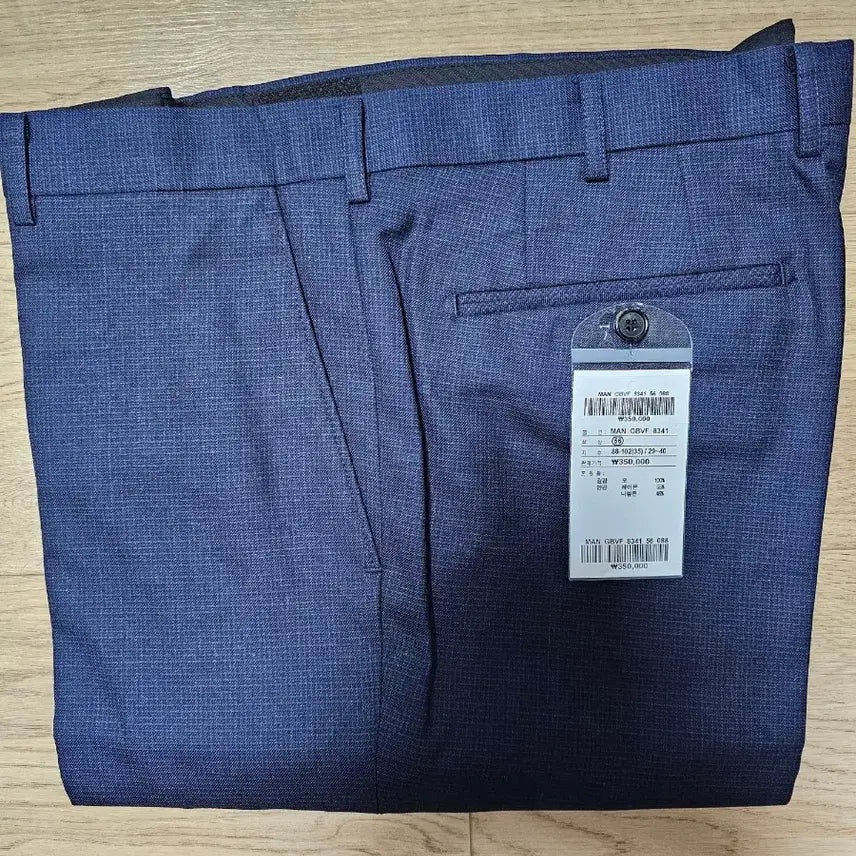 [BUNJANG] GoldenTex Pure Wool Check Navy Trousers / 남성 정장 바지 순모 체크네이비 88 춘추복 새상품