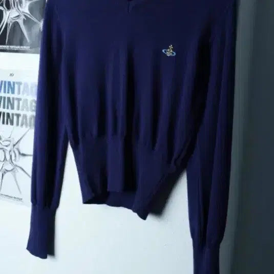 [BUNJANG] Vivienne Westwood V-Neck Knit Navy M / 비비안웨스트우드 브이넥 니트