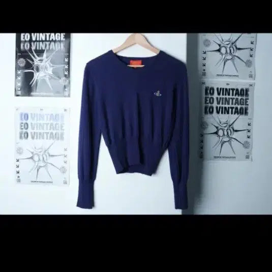 [BUNJANG] Vivienne Westwood V-Neck Knit Navy M / 비비안웨스트우드 브이넥 니트