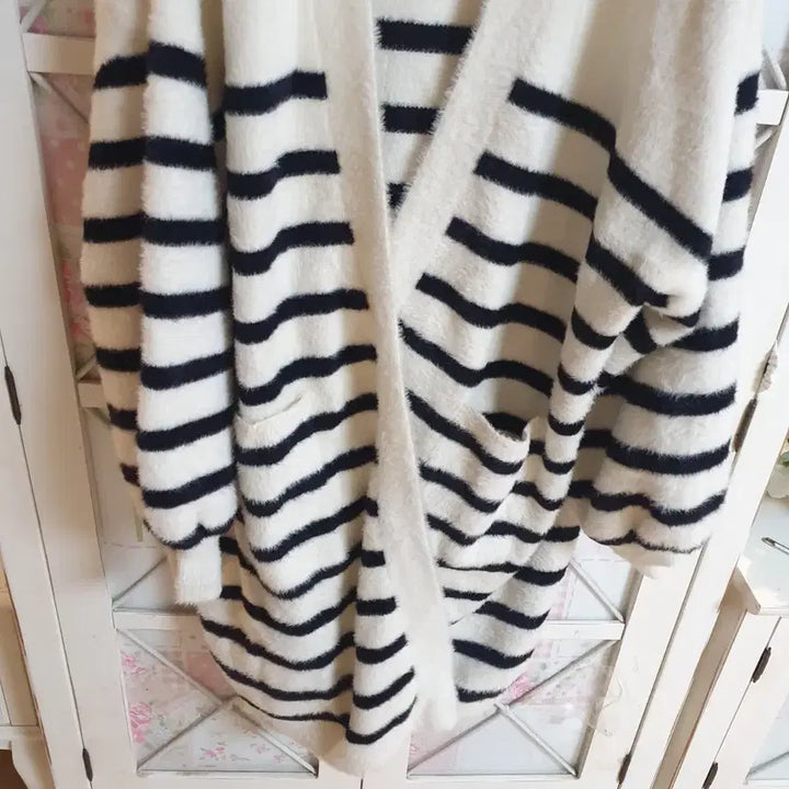 [BUNJANG] ZARA Knit Striped Long Cardigan / 자라 니트 스웨터 롱가디건/통통66-77