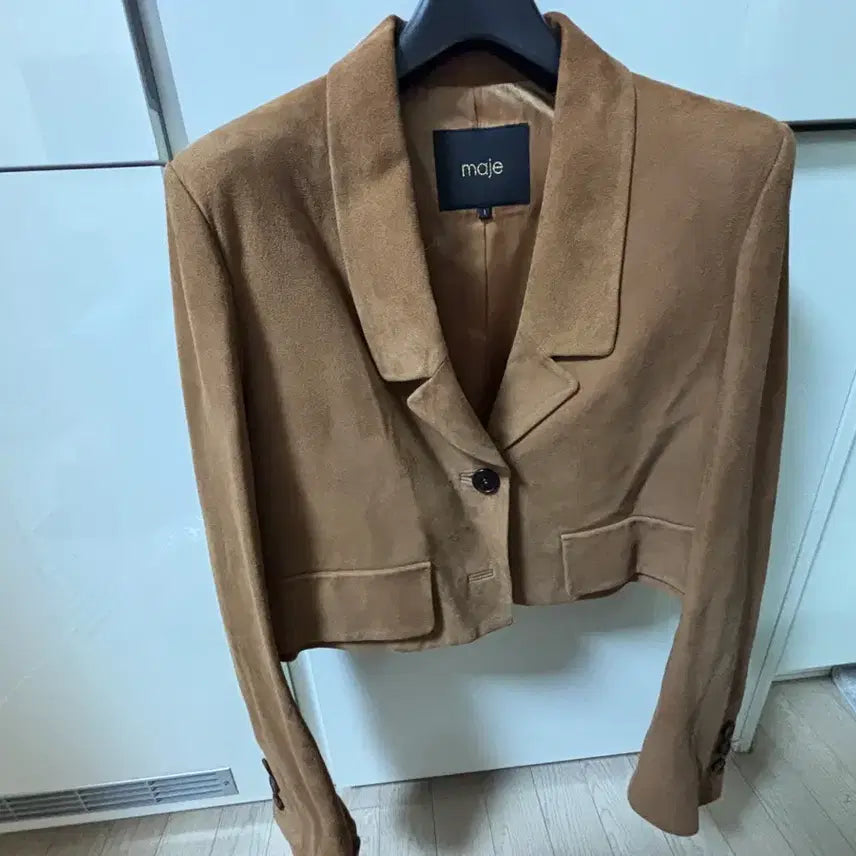 [BUNJANG] Maje Brown Cropped Suede Jacket / maje 마쥬 브라운 크롭 스웨이드 자켓