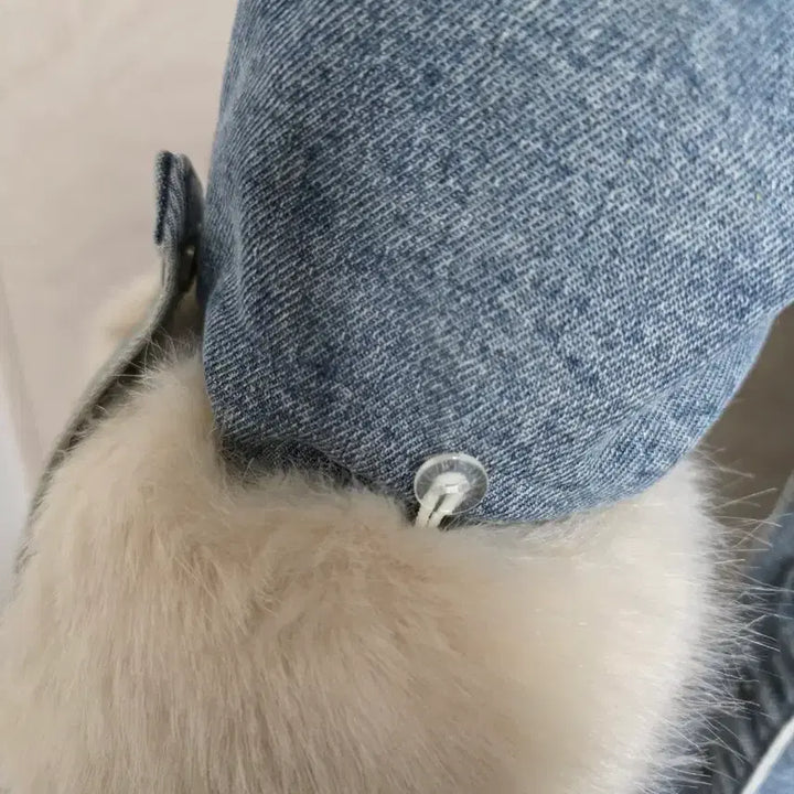 [BUNJANG] Oversized Denim Mouton Jacket (Fur Lining) / 퍼 데님 오버핏 무스탕 (퍼안감/벨트포함) 55~77