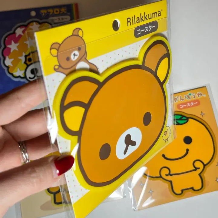 [BUNJANG] Rilakkuma Orange Face Coaster / 신상 리락쿠마 다이컷 코스터 아프로켄 미캉보우야