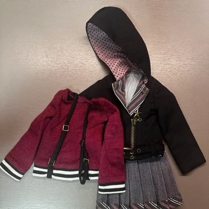 [BUNJANG] MSD Outfit Set (Zip-up Jacket, Knit, Pleated Skirt) / Msd 의상 세트(집업 자켓, 니트, 플리츠스커트)