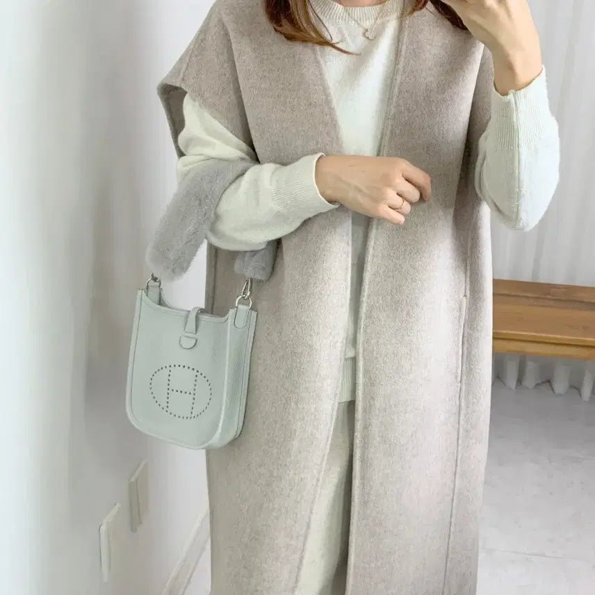 [BUNJANG] Real Mink Fur Strap Bag Handle / 에르메스 에블린 천연밍크퍼 스트랩 가방 손잡이 (보증서포함)