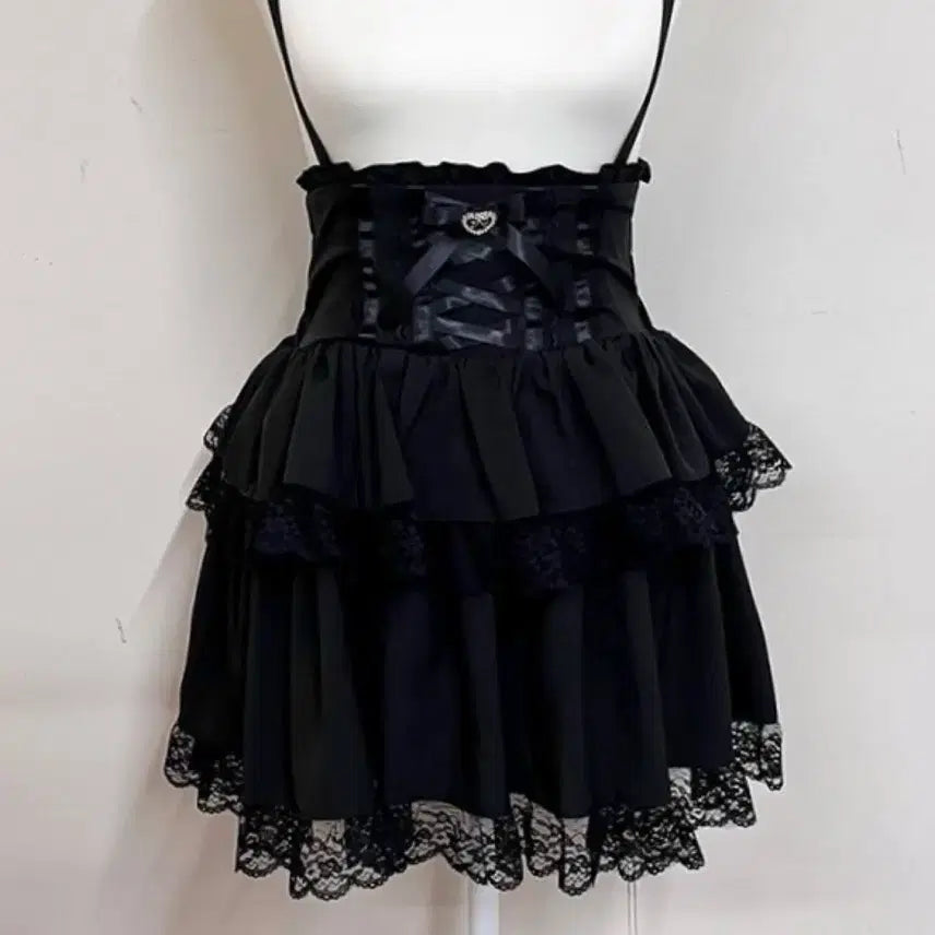 [BUNJANG] Maz High Waist Spindle Volume Skirt Black / 마즈 하이웨스트 스핀들 볼륨 스커트 블랙 지뢰계