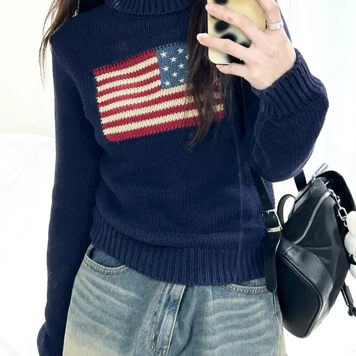 [BUNJANG] Polo Ralph Lauren American Flag Turtleneck Knit / 폴로 성조기 터틀넥 니트