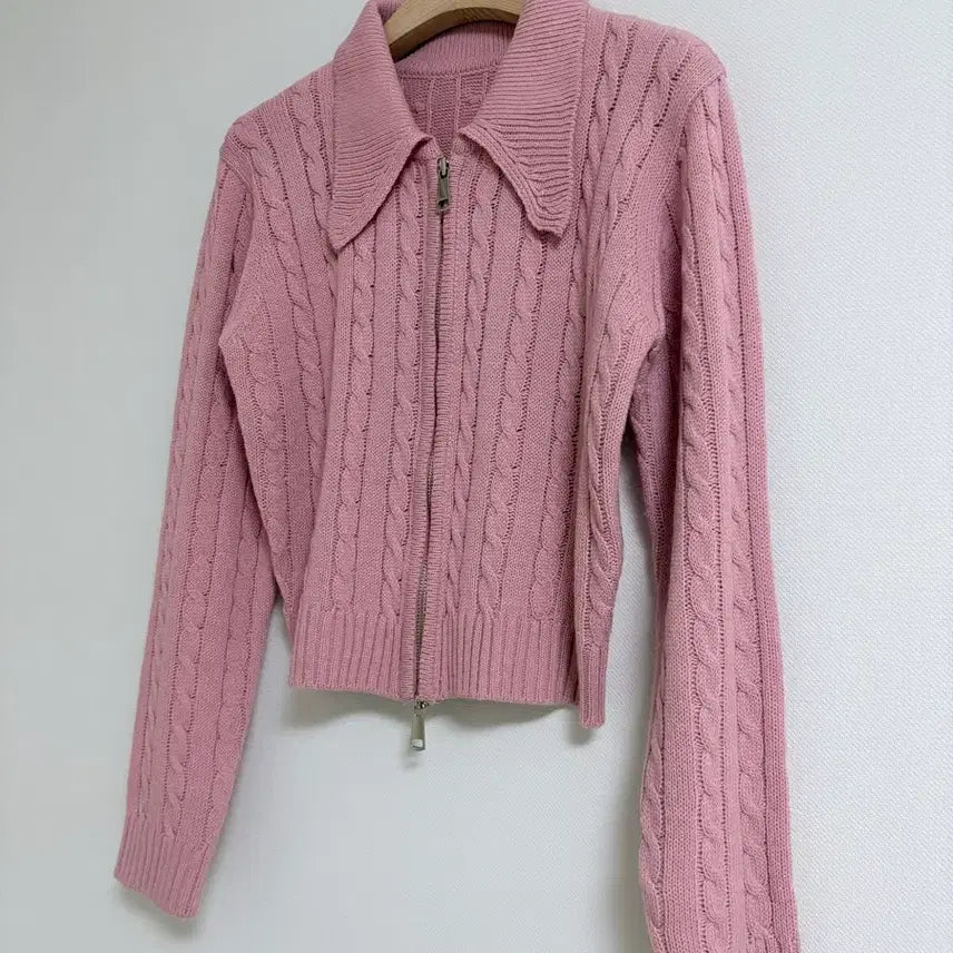 [BUNJANG] Cable Knit Two-Way Zip-Up Cardigan / 케이블 니트 투웨이 집업 가디건