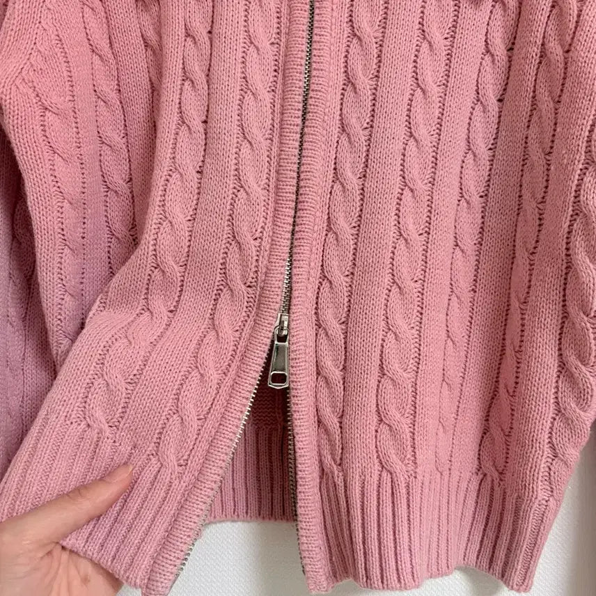 [BUNJANG] Cable Knit Two-Way Zip-Up Cardigan / 케이블 니트 투웨이 집업 가디건