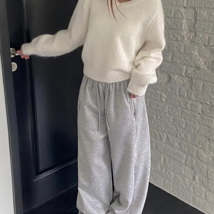 [BUNJANG] Ivory V-neck Knit Top / 아이보리 브이넥 니트 여성니트 데일리룩 오버핏 여리핏