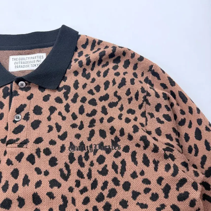 [BUNJANG] Wacko Maria Leopard Knit Polo Shirt / 와코마리아 레오파드 니트 폴로셔츠