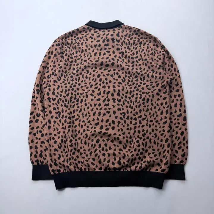 [BUNJANG] Wacko Maria Leopard Knit Polo Shirt / 와코마리아 레오파드 니트 폴로셔츠