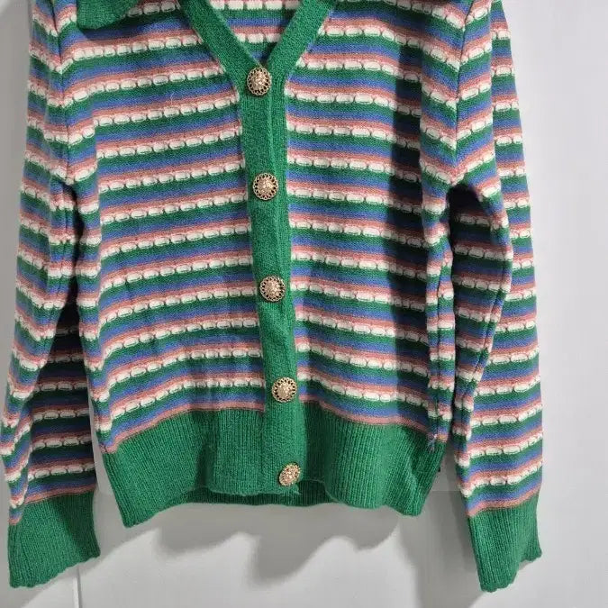 [BUNJANG] Colorful Striped Knit Cardigan / 컬러플 스트라이프 니트 가디건