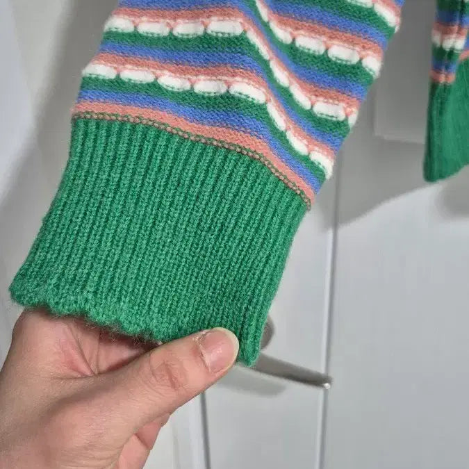 [BUNJANG] Colorful Striped Knit Cardigan / 컬러플 스트라이프 니트 가디건
